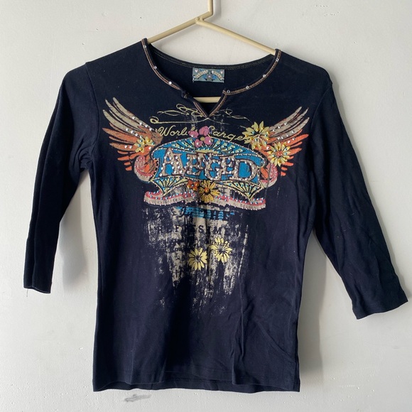 Vanilla Sugar Tops - Y2K Vanilla Sugar AVENGED Rhinestone T-shirt